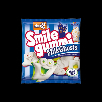 nimm2 Smile Milk Ghosts – Mléčné želé bonbony s ovocnou šťávou 90 g
