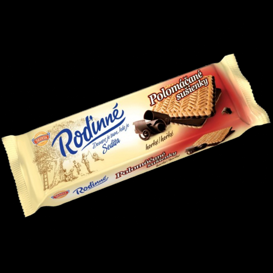 Rodinné polomáčené sušenky v hořké čokoládě